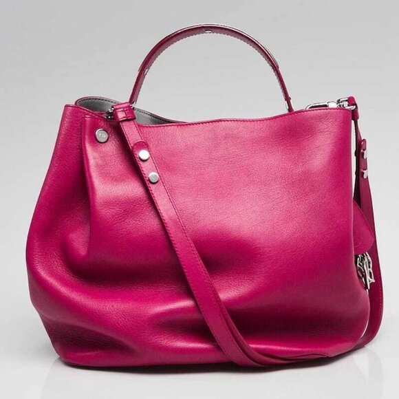 Christian Dior Fuchsia Leather Diorific Bucket Bag - Picture 1 of 12